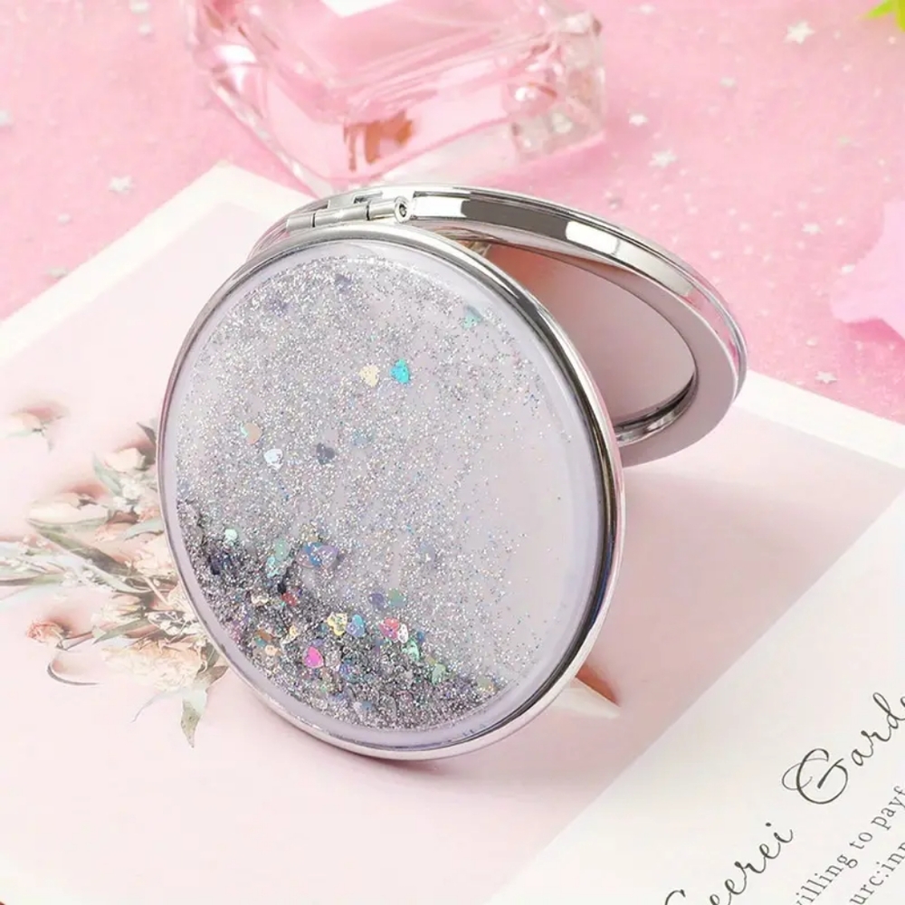 NWT Silver Double Sided Sequin Glitter Mirror